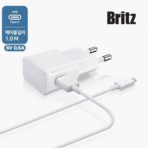 블루투스이어폰 USB 충전기(C타입) 0.5A / 500mA / USB 어댑터, 1개, 브리츠 BE-AD05