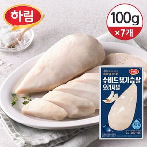 [냉장] 하림 수비드 닭가슴살 오리지널 100g, 7개, 110g