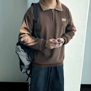 [당일출고] 양털 카라 골덴 코듀로이 기모 오버핏 맨투맨 스웨트셔츠 3컬러