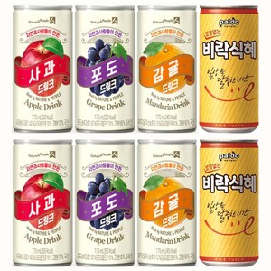 제주감귤175ml(10캔)+사과드링크175ml(10캔)+포도드링크175ml(10캔)+비락식혜175ml(30캔) 총60캔, 175ml, 1세트