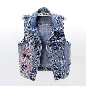 여름 여자 얇은 데님 베스트 아우터 작은 나시 Denim vest 뉴타임즈 P050F556