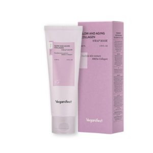 [물광피부]+비건이펙트 슬로우 앤 에이징 콜라겐 물광 랩마스크 80ml 1개 Veganifect 물광리프팅 초저분자 콜라겐 피부쿨링 매끈결광피부 속광피부 각질피지제거 수분광 저자극, 1개입