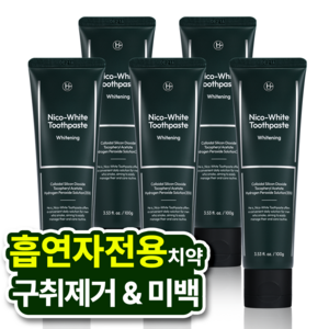 히이즈 니코화이트 흡연자 미백치약 니코틴 누렁니, 5개, 100g