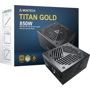 Montech Centuy G5 850와트 ATX 3.0 PCIe Gen 5 호환 80 Plus Gold 저소음 우수한 FullBidge LLC 구조 전체 일본 커패시터 모, Titan Gold 850, 1개