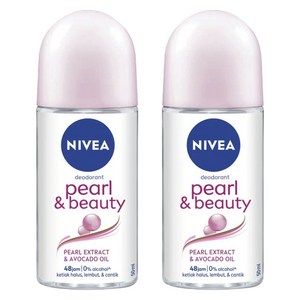 니베아 여성용 펄 앤 뷰티 48 잼 롤 온 데오드란트, 50ml, 2개