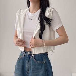 [디데이뉴] 가성비 투웨이 바스락 후드 조끼 크롭 스트링 집업 바람막이 3colo