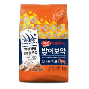 밥이보약 강아지 기능성 사료, 피부/피모, 3.4kg, 1개