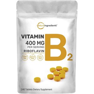 Mico Ingedients 마이크로인그리디언트 리보플라빈 비타민 B2 400mg 240 미니 타블렛 2개, 1개, 240정