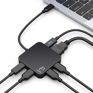 디그딕 스퀘어 USB 3.0 C타입 멀티 허브 (HDMI 4K PD 100W) H2001HF, 1개