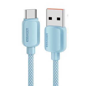 Essage USB C타입 고속 충전 케이블, 2개, 블루, 2m