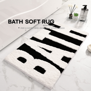 욕실발매트 베스 발닦개 화장실 주방 발매트 빨아쓰는 워셔블러그, Bath Rug_Black and White