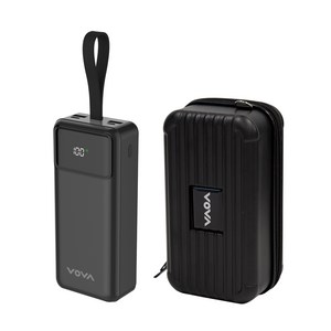 보바 고속충전 대용량 보조배터리 30000mAh 22.5W VA-130, 블랙+전용케이스