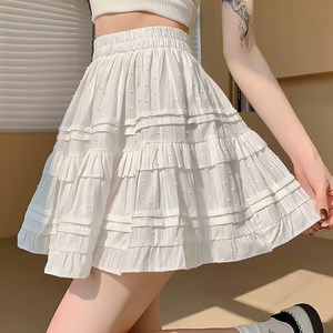쪼예 [속바지안감] 멜팅 프릴 도트 밴딩 플레어 캉캉 미니 스커트