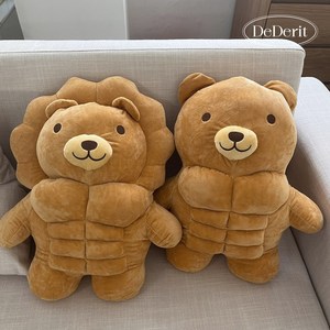 데데리트 벌크업 근육 복근 사자 곰 생일 선물 인테리어 침대 쿠션 인형, 01.복근라이언, 1개, 색상, 높이