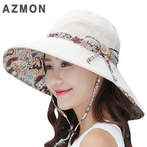 AZMON 여성 디자인 예쁜 플라워 패턴 고퀄리티 리버시블 벙거지 양면 챙모자