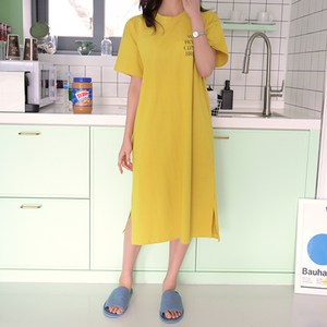 데일리앤 와일드 홈원피스 루즈핏 반팔 레터링 캐쥬얼 면 롱원피스