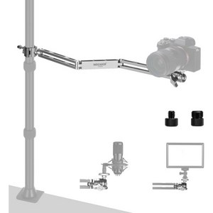 스테인레스 삼각대 촬영용 조명 브래킷 NEWEWER 오버헤드 카메라 마운트 암 23인치58.5cm 트라이 폴드 관절 연장 데스크 스탠드 웹캠용 볼 헤드 장착 나사 LED 링 라, silve, 1개