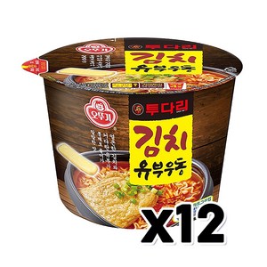 투다리 김치유부우동 큰컵사발면 100g x 12개