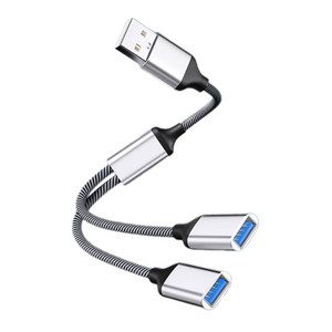 USB 스플리터 케이블 USB 허브 전원코드 연장 어댑터 케이블 28cm/11.02in, Silve, 1개