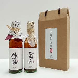 고소한 참기름 들기름 선물세트 350ml+350ml 1세트, 외국산 참기름+들기름 세트, 1개, 350ml