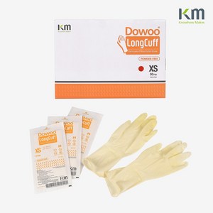 케이엠헬스케어 진료용 멸균 라텍스 장갑 100개 LongCuff, L, 50세트