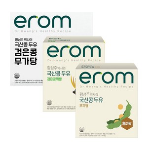 이롬 황성주 국산콩 두유 3종 ( 무가당 + 검은콩무가당+ 검은콩깨쌀 ), 48개, 190ml