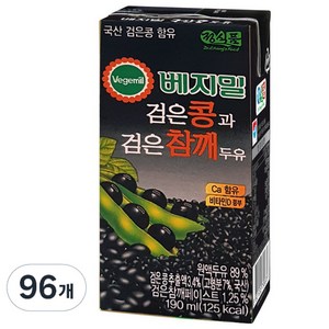 베지밀 검은콩과 검은참깨 두유, 190ml, 96개