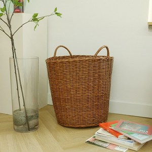 PVC 라탄 빨래 바구니 가볍고 관리가 편한 대형 소쿠리 [PVC Ratan Woven Laundy Basket Lightweight Convenient Big Basket]