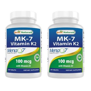 [뉴욕 직배송] Best Natuals Vitamin K2 (MK7) with D3 180정 2병, 2개