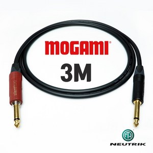 MOGAMI 모가미 2524 55(TS) 사일런트잭 + 뉴트릭 골드 기타 케이블 3M, 1개