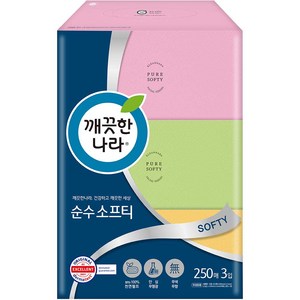 깨끗한나라 순수소프티 미용티슈 250매x24개/ 무형광/ 천연펄프/ 각티슈, 250매, 24개