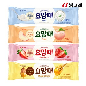 빙그레 아이스크림 요맘때 바 플레인10 딸기10 복숭아10 허니아몬드10, 40개, 70ml