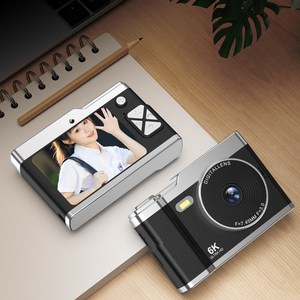 ANYOU 디지털 카메라 4K 영상 고화질 셀카 소형카메라 64GB 메모리 카드, 블랙