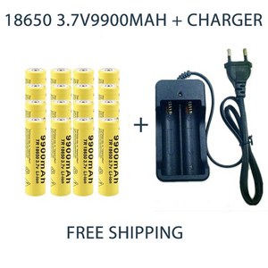 18650 충전식 배터리 3.7V 9900mAh 용량 리튬 이온 손전등 토치 및 충전기, 04 16pcsChage