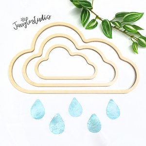 [정글스튜디오] 구름모양 자작나무 행잉 우드 틀 마크라메 자개모빌 썬캐쳐 재료 DIY, 구름틀(소), 1개