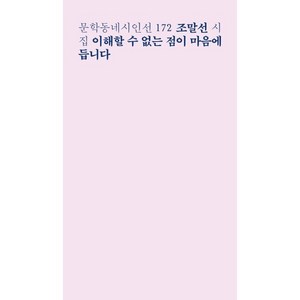 [문학동네]이해할 수 없는 점이 마음에 듭니다 - 문학동네시인선 172, 조말선, 문학동네