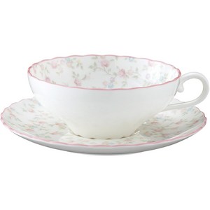 Noritake 노리다케 티컵 & 컵받침 180cc 큐티 로즈 전자 레인지 대응 본차이나 T58043A / 9940, 상세페이지 참조, 1개