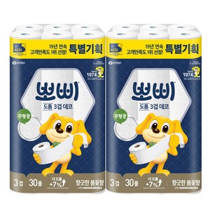 뽀삐 오래쓰는 롱 3겹데코 30롤, 30m, 2개