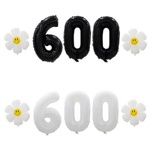 [해피쏘굿] 32인치 블랙/화이트 숫자 (100일~900일) + 데이지 풍선세트, 600, 화이트