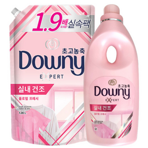 다우니 실내건조핑크 플로럴프레시향 1L+1.35L, 2개, 1L