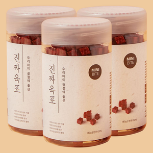 진짜육포 미니바이트 강아지 간식 져키 180g, 한우 미니바이트, 3개