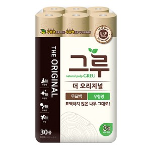 그루 THE 오리지널 3겹 천연펄프 롤화장지 30m, 30롤, 1개