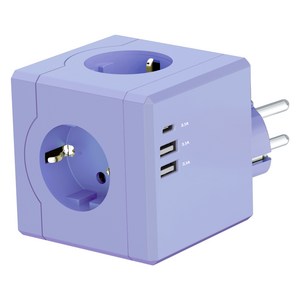티메코 SF코팅 큐브 디자인 멀티탭 4000W 고용량 3구 (USB-A 2개 C타입 1개), 1개, 라벤더 SF01, 7.6cm