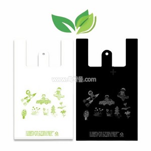 친환경 비닐봉투/ 친환경 손잡이 봉투/ 친환경 쇼핑백 (백색/흑색) (5L 9L 14L. 19.5L 26.5L) (300매/200매), 흑색, 2) 9L (300매), 1개