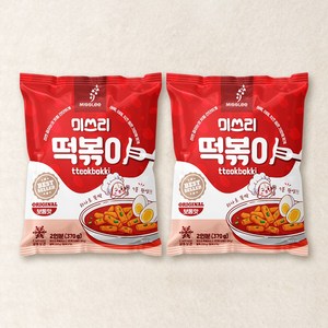 미쓰리 떡볶이 밀키트 밀떡1+1, 370g, 2개, 02보통맛