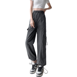 여성 카고바지 하이웨스트 밴딩 일자 와이드 포켓 조거팬츠 Women's sweatpants