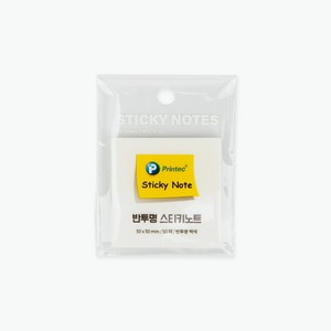 프린텍 반투명 스티키노트 50x50 반투명 접착메모지 CL5050, CL5050W백색