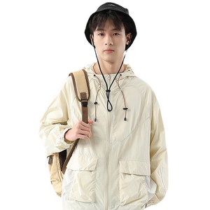 ANYOU 남성 래쉬가드 쿨링 후드집업 래쉬가드 자켓, 흰색