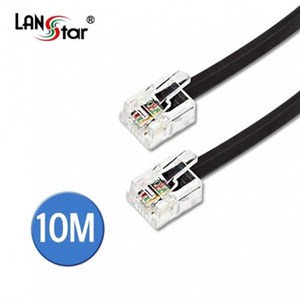 랜스타 LS-TEL6P4C-10MBK 전화선 케이블 RJ12 6P4C Black 10M, 1개