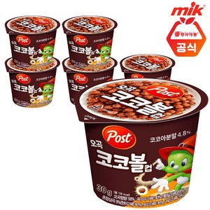 MIK 동서 포스트 오곡코코볼 컵 시리얼, 30g, 6개